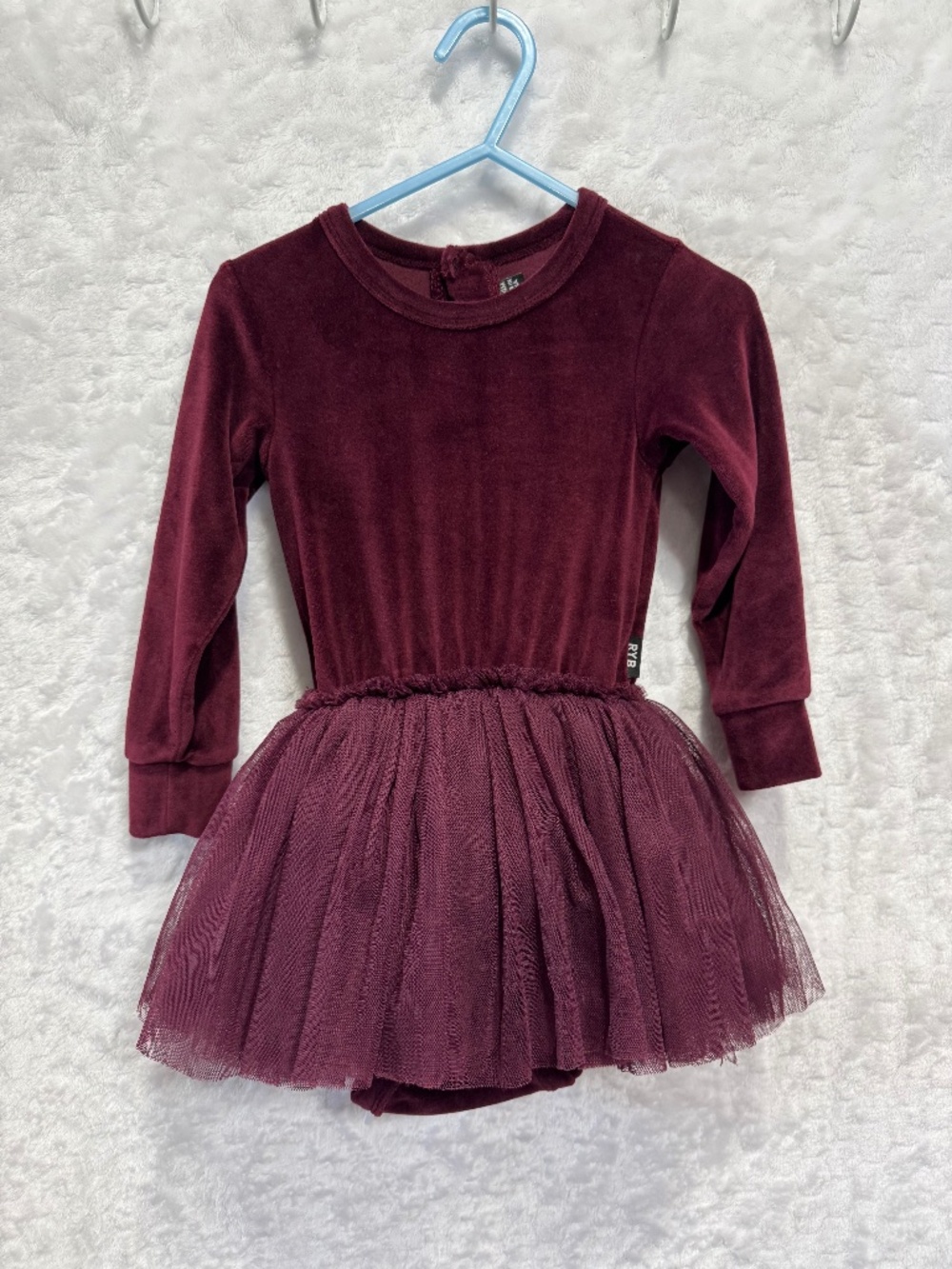 Rock Your Baby Plum Velvet Dress Romper tulle tutu skirt baby girl size 18-24M